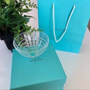 Tiffany & Co 4.6” Small Plaid Crystal Clear Bowl